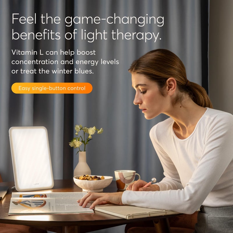 Lumie مصباح العلاج بالضوء فيتامين L من لومي - تصميم محمول ونحيف - مصباح ضوء النهار 10,000 لوكس - قاعدة قابلة للفصل، LEDs بيضاء باردة وموزع مموج - عمودي أو أفقي - Image 4